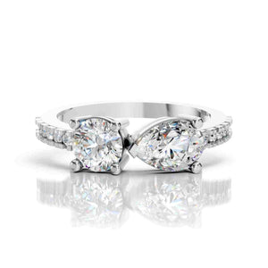 Toi et Moi Engagement Ring | Pear & Round Lab Diamond