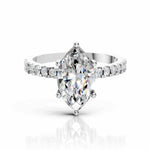 Marquise Wedding Ring with Pave Lab Diamond