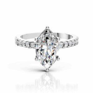 Marquise Wedding Ring with Pave Lab Diamond