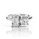 Two Stone Engagement Ring | Emerald & Round