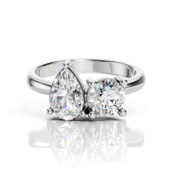 Toi et Moi Pear and Round Diamond Ring