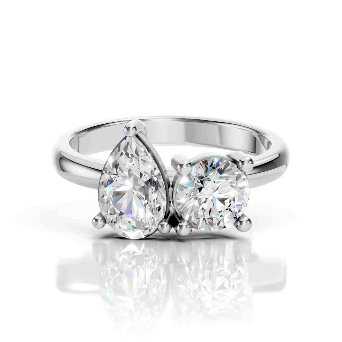 Toi et Moi Pear and Round Diamond Ring