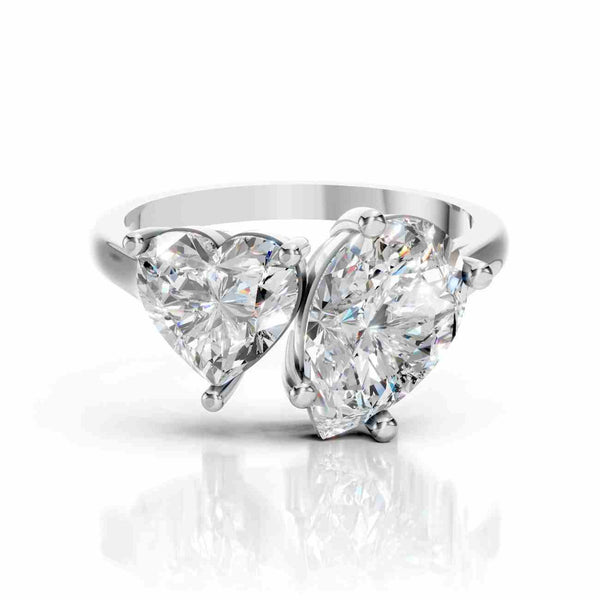 Toi et Moi Ring with Heart & Pear Lab Diamond