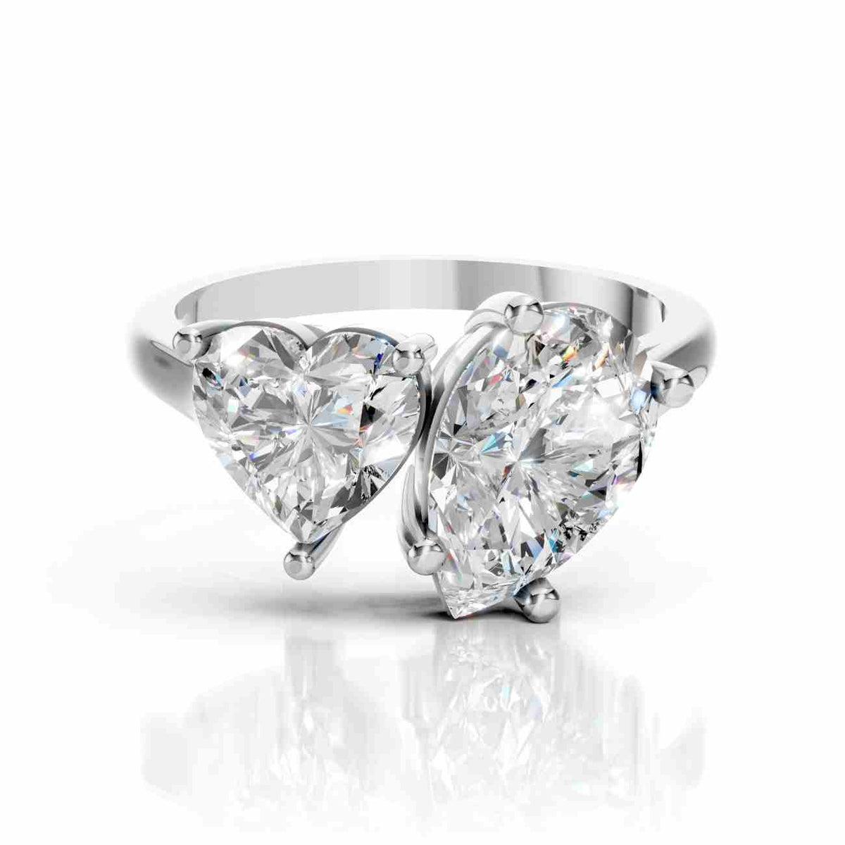 Toi et Moi Ring with Heart & Pear Lab Diamond