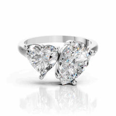 Toi et Moi Ring with Heart & Pear Lab Diamond