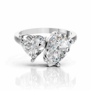 Toi et Moi Ring with Heart & Pear Lab Diamond