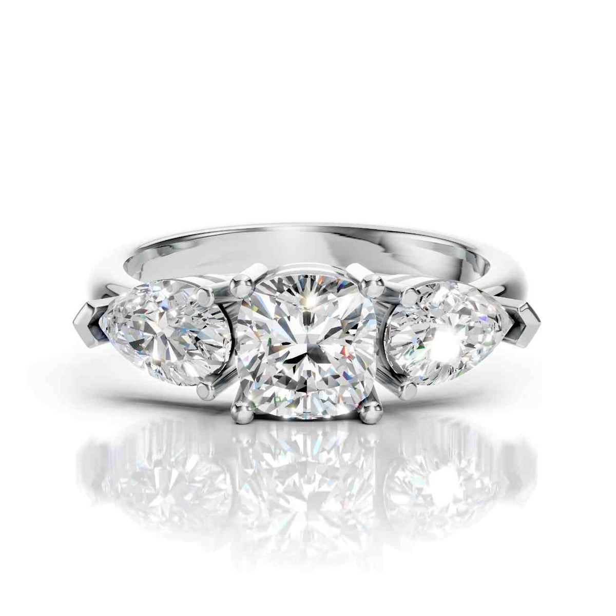 Cushion Cut Three Stone – Lab Diamond Ring