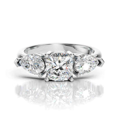 Cushion Cut Three Stone – Lab Diamond Ring