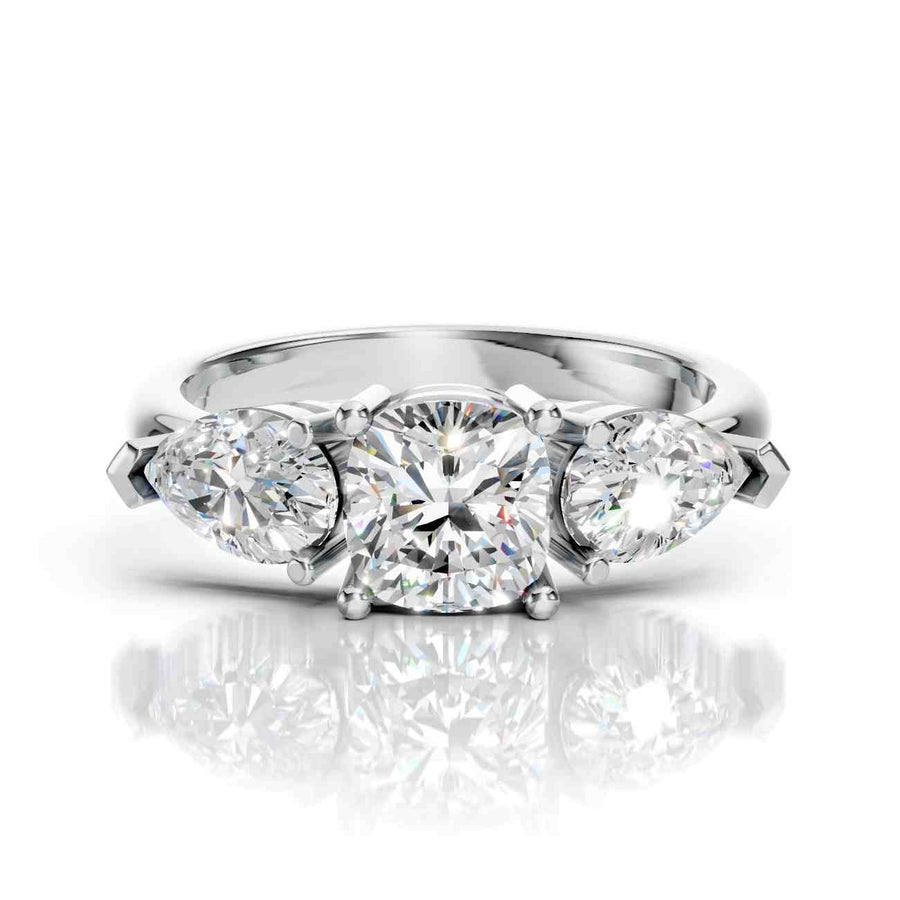 Cushion Cut Three Stone – Lab Diamond Ring