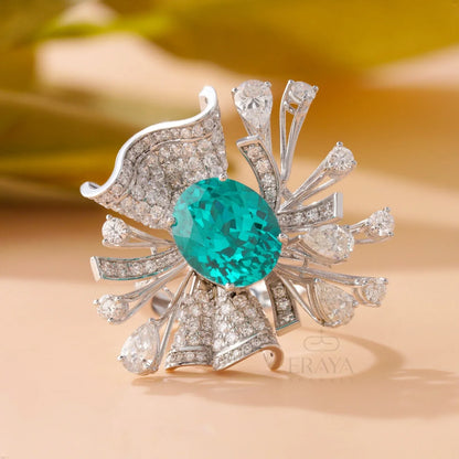 Paraiba Cocktail Ring – Engagement Ring Gold - erayasparkle