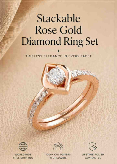 Stackable Rose Gold Diamond Ring Set