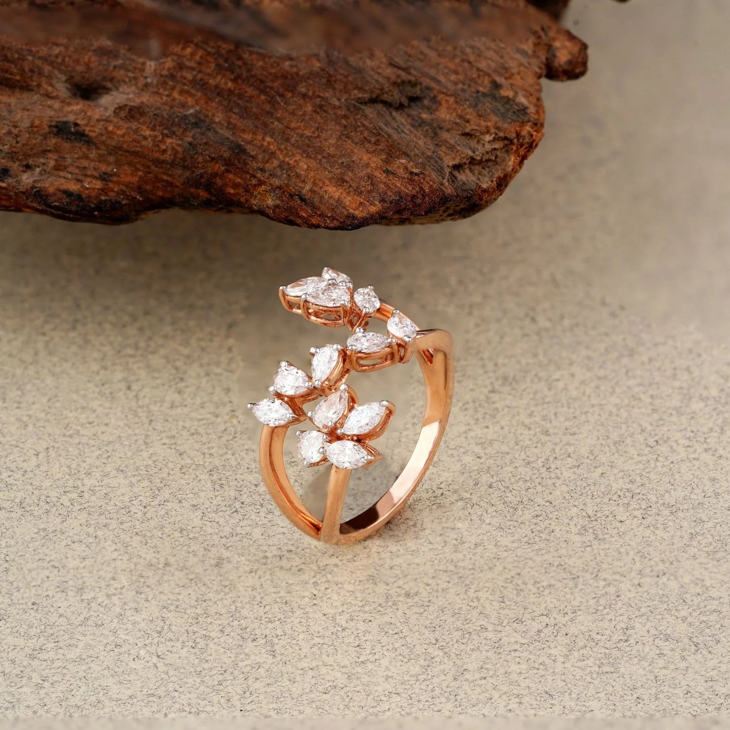 Pear & Marquise Diamond Open Ring - erayasparkle