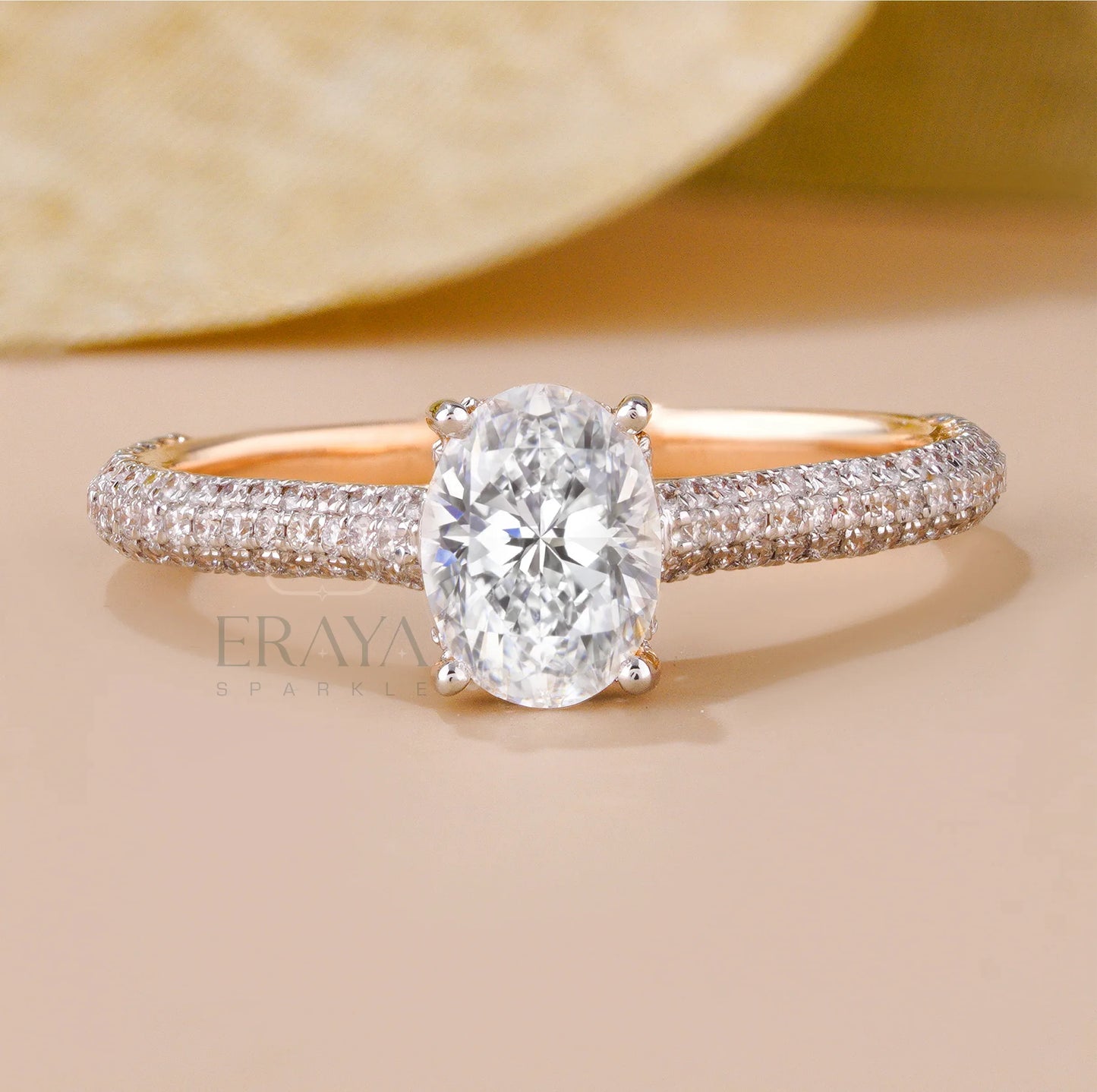 Dainty Pave Oval Engagement Rings - erayasparkle