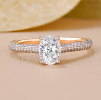 Dainty Pave Oval Engagement Rings - Ring