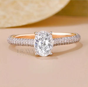 Dainty Pave Oval Engagement Rings - Ring