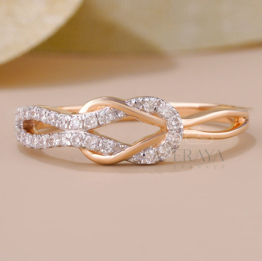 Rose Gold Promise with Lab Grown Diamond Ring - erayasparkle