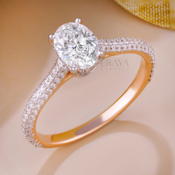 Dainty Pave Oval Engagement Rings - Ring