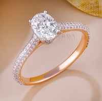 Dainty Pave Oval Engagement Rings - Ring