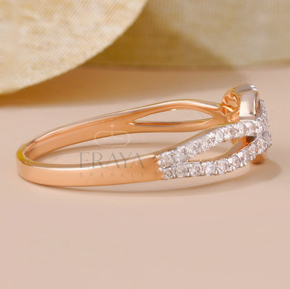 Rose Gold Promise with Lab Grown Diamond Ring - erayasparkle
