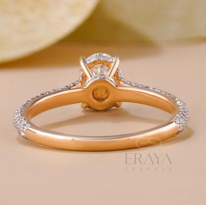 Dainty Pave Oval Engagement Rings - erayasparkle