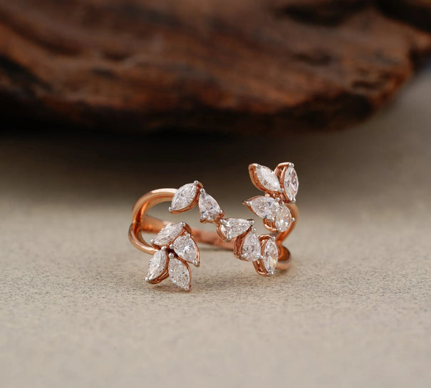Pear & Marquise Diamond Open Ring - Ring