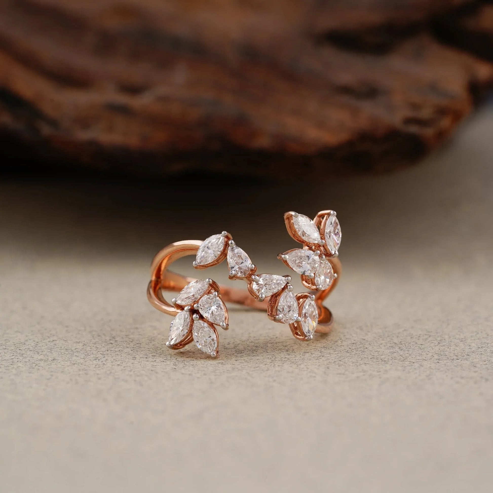 Pear & Marquise Diamond Open Ring - erayasparkle