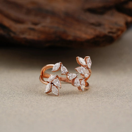 Pear & Marquise Diamond Open Ring - erayasparkle