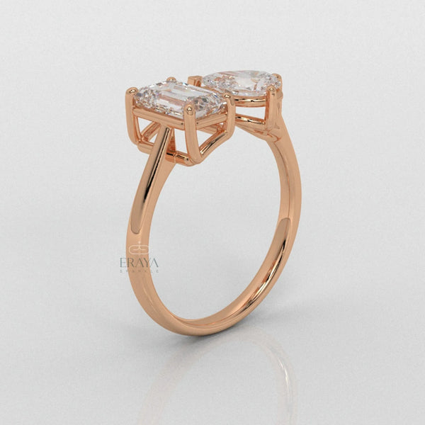 Emerald & Pear Ring – Lab-Grown Diamond Ring - Ring