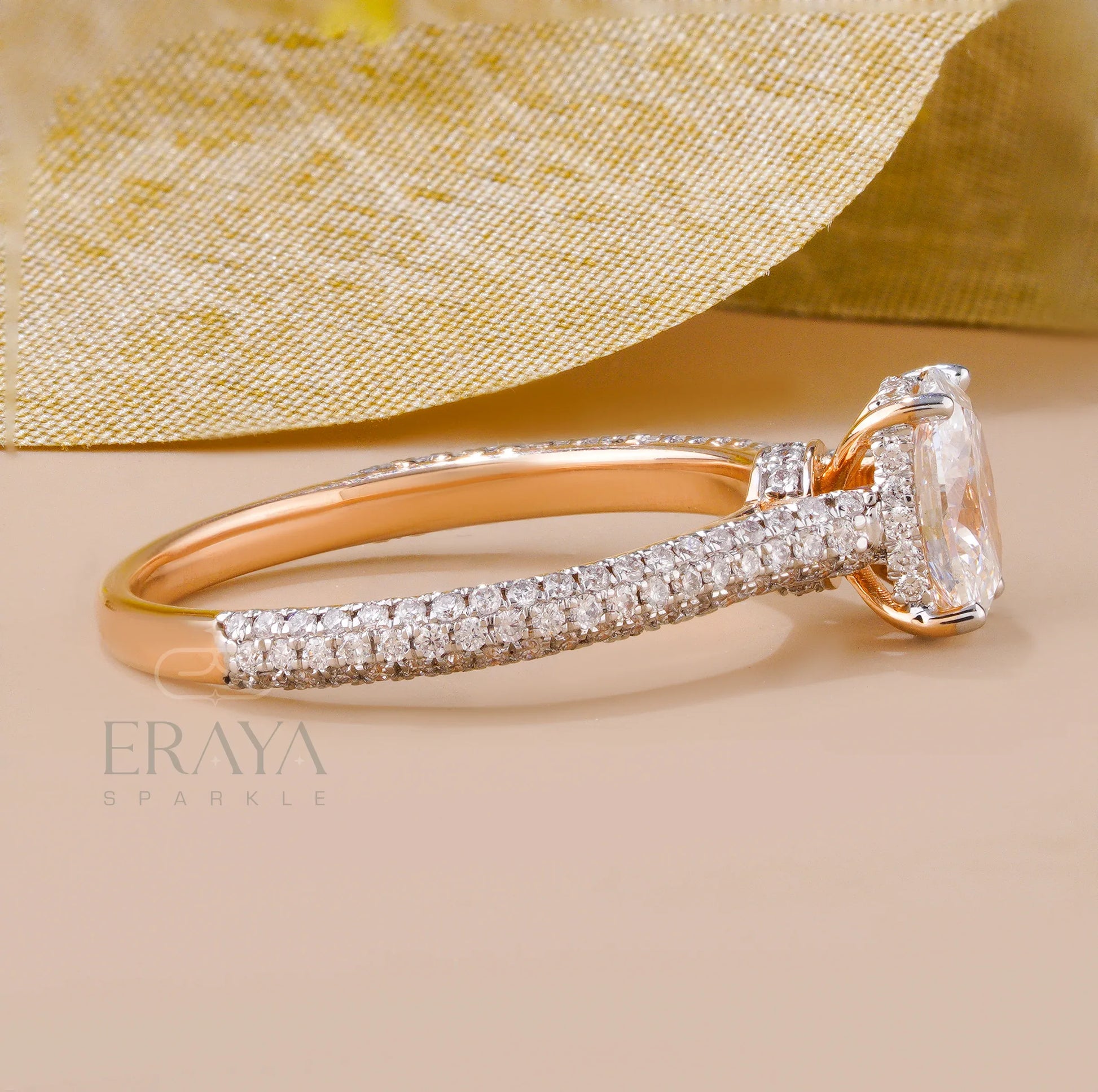 Dainty Pave Oval Engagement Rings - erayasparkle