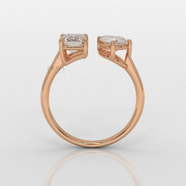 Emerald & Pear Ring – Lab-Grown Diamond Ring - Ring
