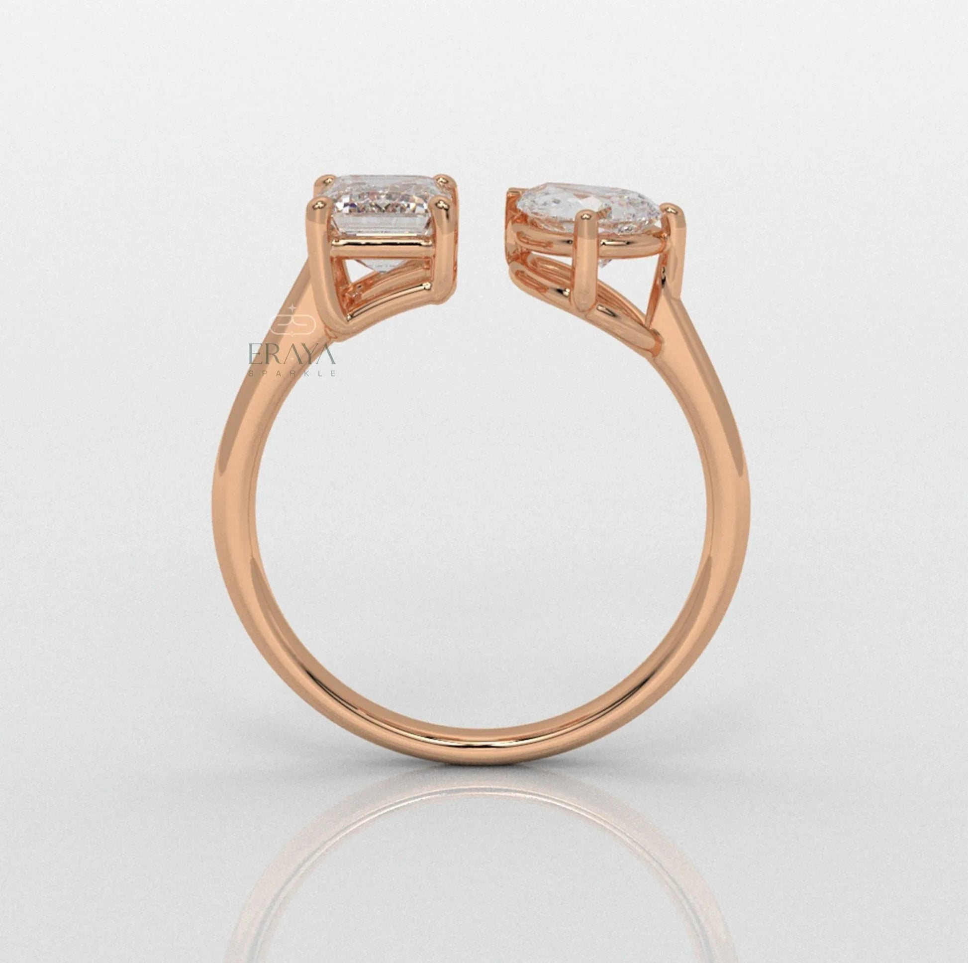 Emerald & Pear Ring – Lab-Grown Diamond Ring - erayasparkle