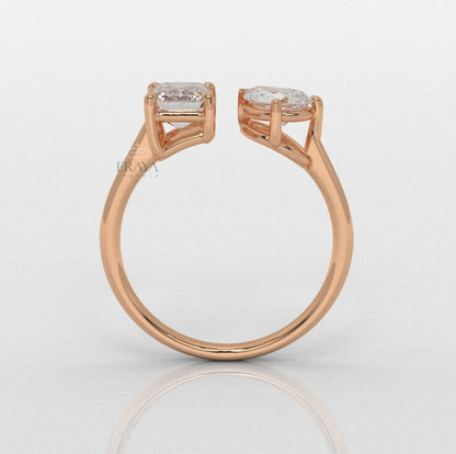 Emerald & Pear Ring – Lab-Grown Diamond Ring - erayasparkle