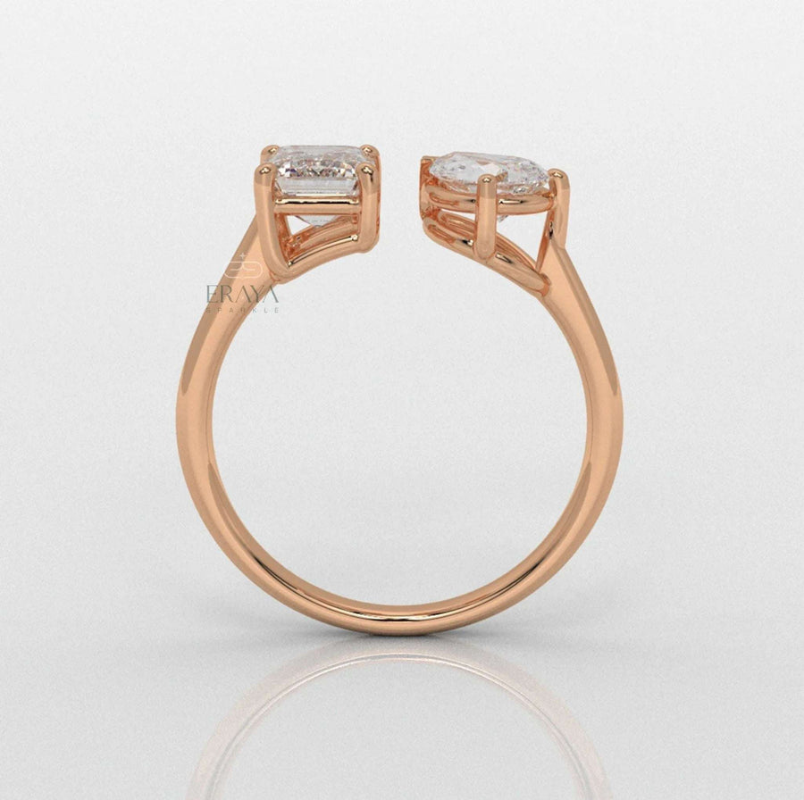 Emerald & Pear Ring – Lab-Grown Diamond Ring - Ring