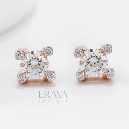 Solitaire Four-Prong Studs with Lab Diamond - erayasparkle