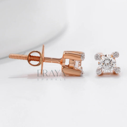 Solitaire Four-Prong Studs with Lab Diamond - erayasparkle