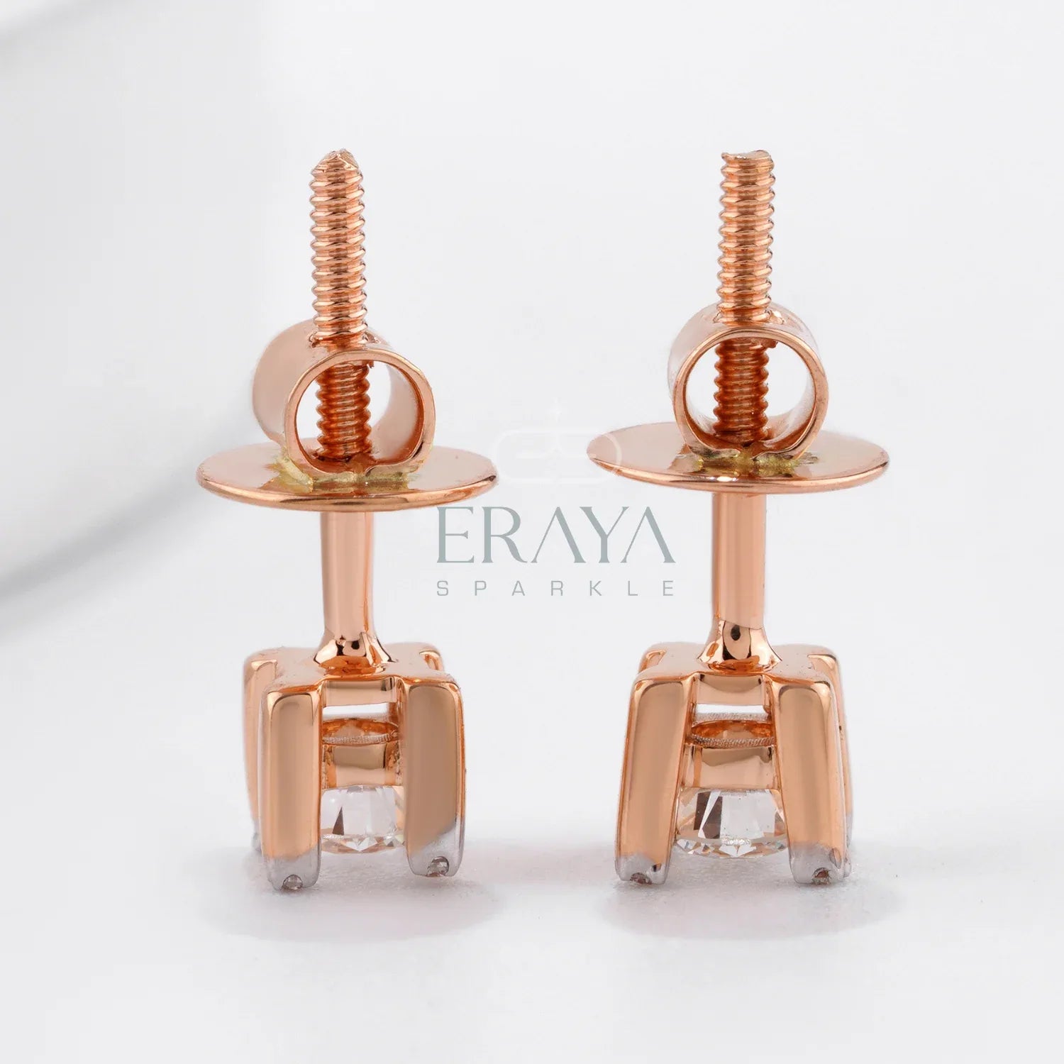 Solitaire Four-Prong Studs with Lab Diamond - erayasparkle