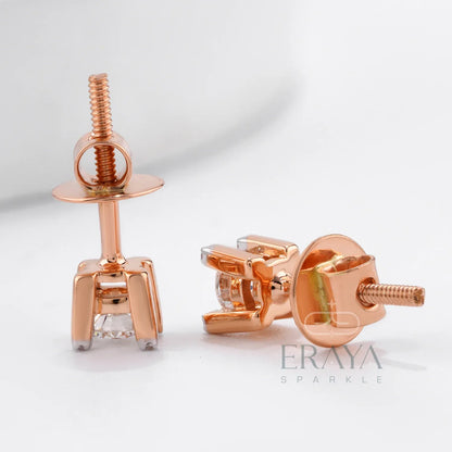 Solitaire Four-Prong Studs with Lab Diamond - erayasparkle