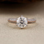 Rose Gold Pavé Solitaire – Diamond Ring - Ring