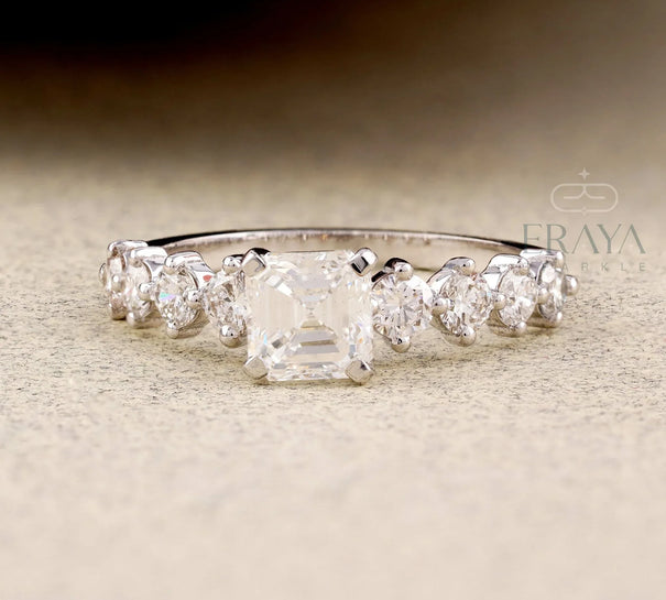 Asscher Cut Lab Diamond Ring – Minimalist Bridal Promise Ring - Ring