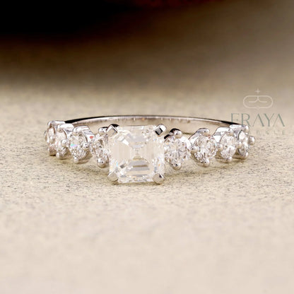 Asscher Cut Lab Diamond Ring – Minimalist Bridal Promise Ring - erayasparkle