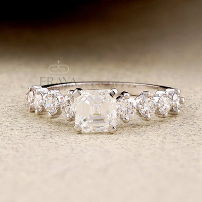 Asscher Cut Lab Diamond Ring – Minimalist Bridal Promise Ring - erayasparkle