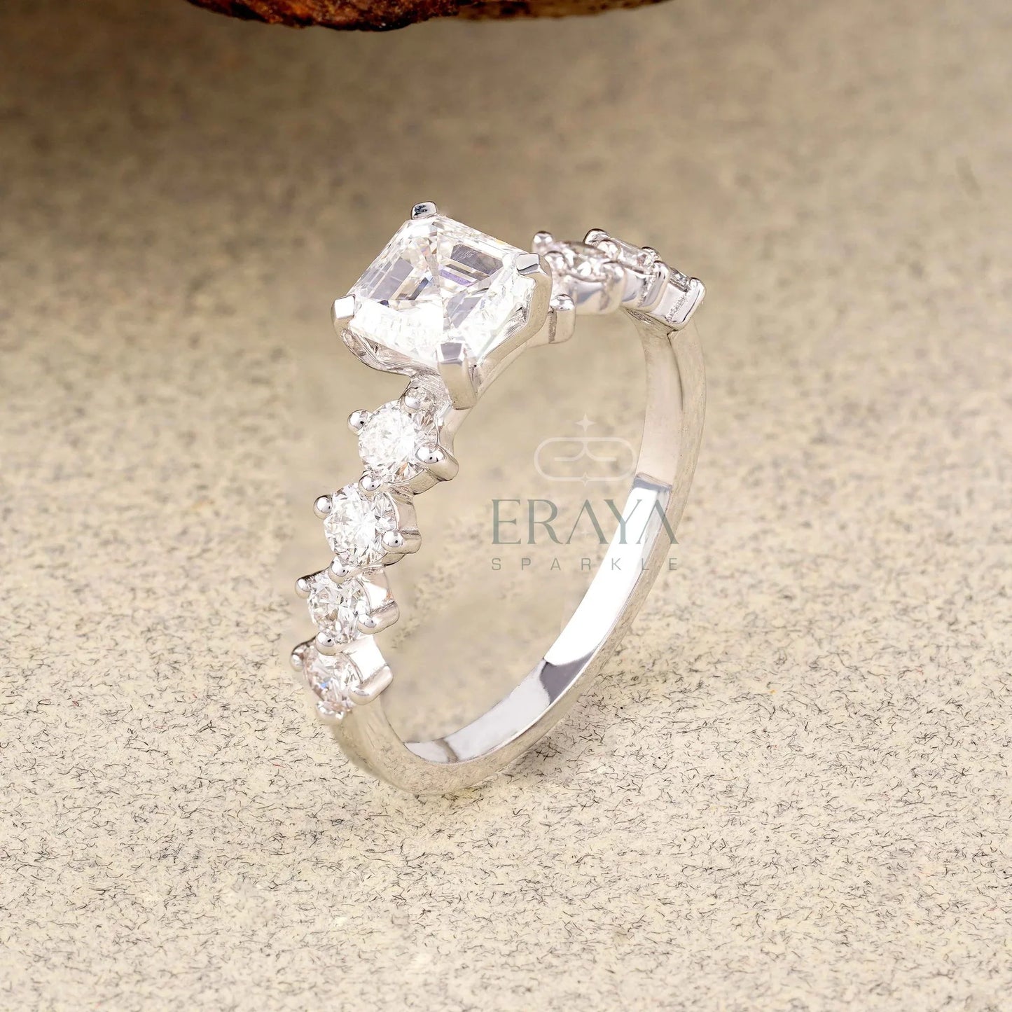 Asscher Cut Lab Diamond Ring – Minimalist Bridal Promise Ring - erayasparkle