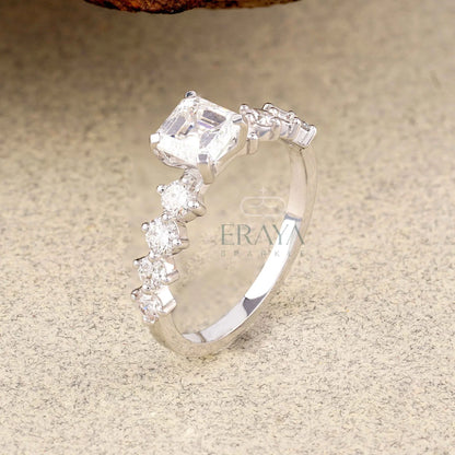 Asscher Cut Lab Diamond Ring – Minimalist Bridal Promise Ring - erayasparkle