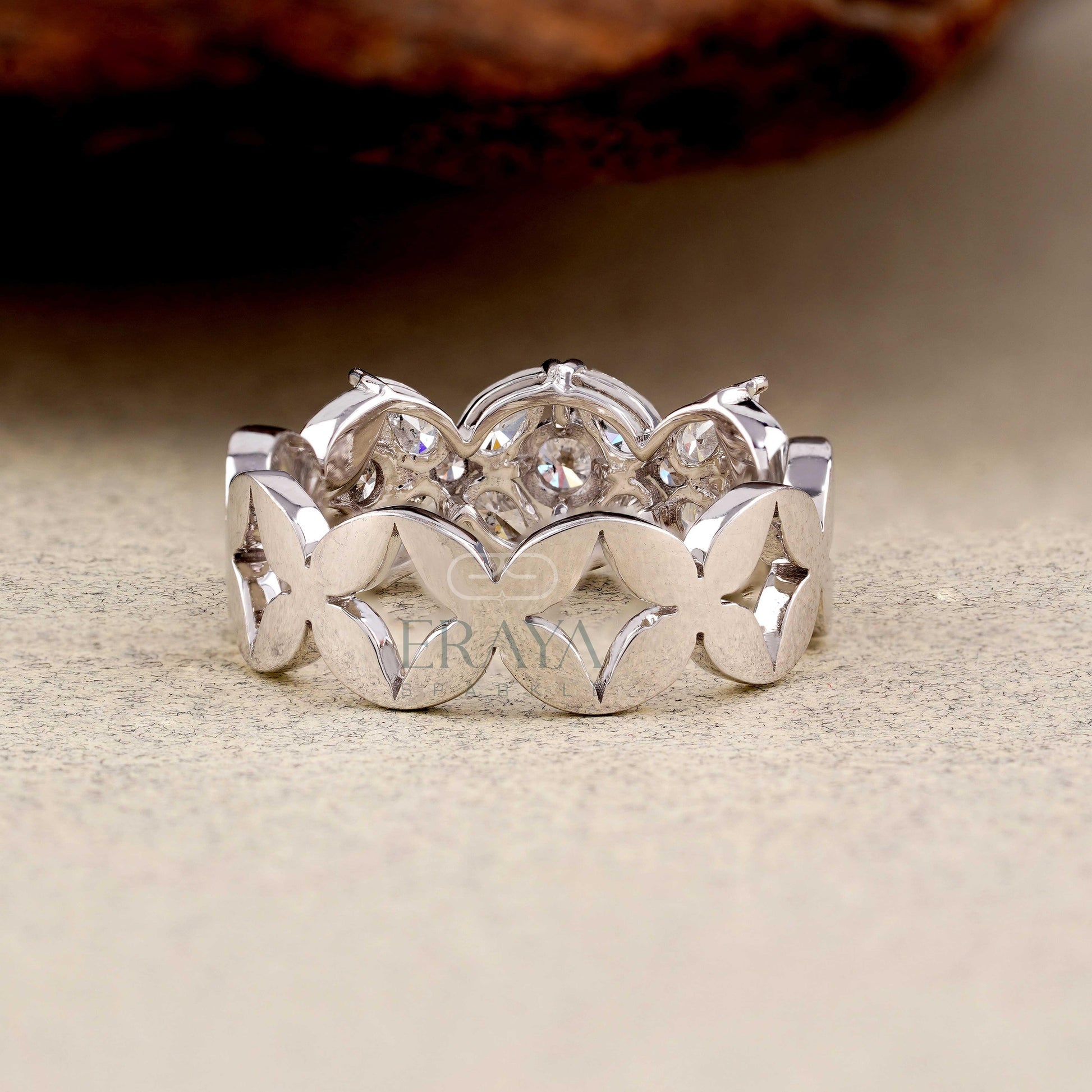Pear Cut Lab Diamond Ring – Floral Petal Statement Design - erayasparkle