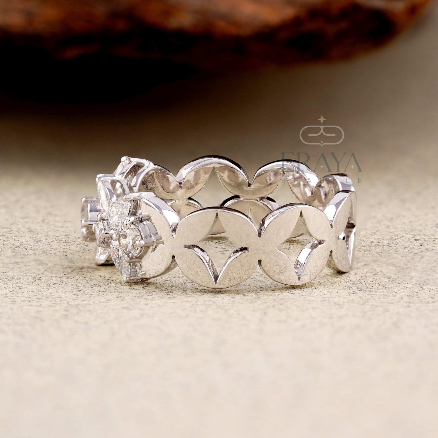 Pear Cut Lab Diamond Ring – Floral Petal Statement Design - erayasparkle