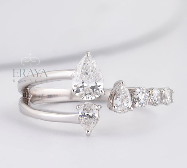 Pear Cut Band with LG Diamond Accent - Ring