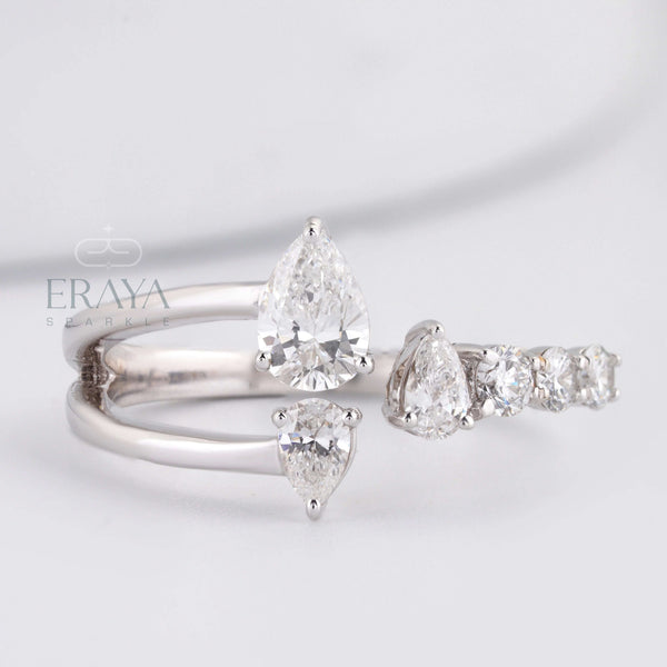 Pear Cut Band with LG Diamond Accent - Ring