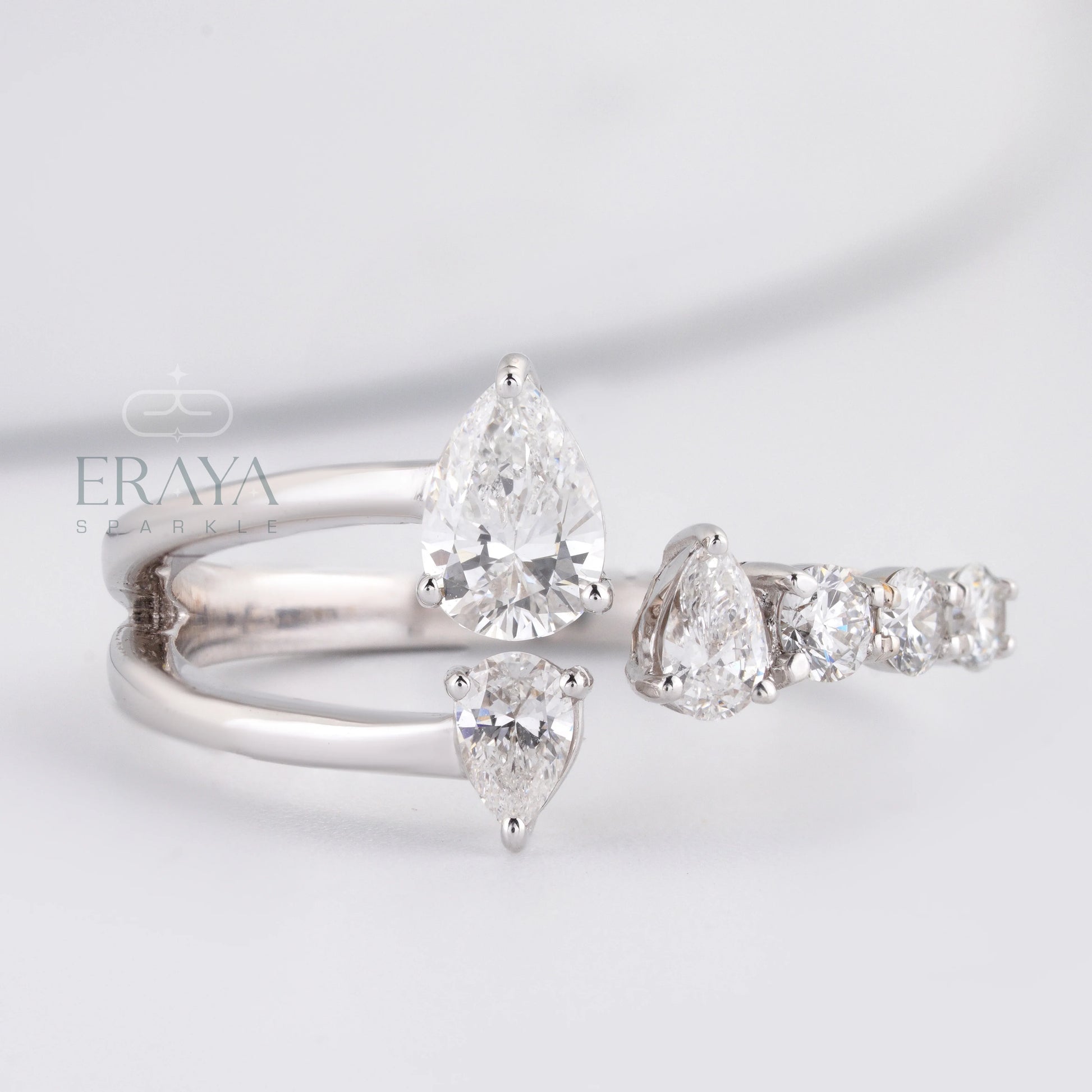 Pear Cut Band with LG Diamond Accent - erayasparkle