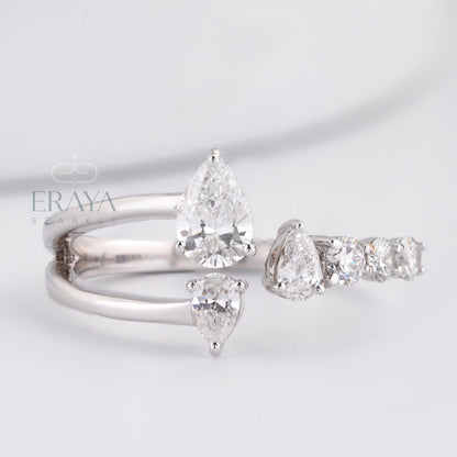 Pear Cut Band with LG Diamond Accent - erayasparkle