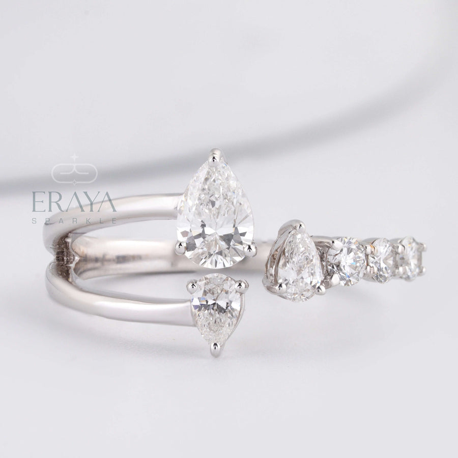 Pear Cut Band with LG Diamond Accent - Ring